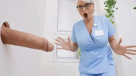 The blond nurse witnesses a yam-sized bone at the glory fuckhole