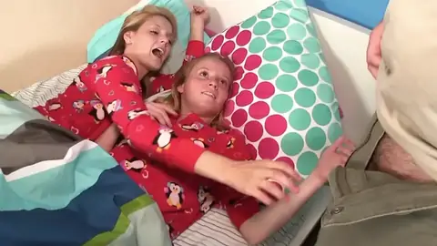 Sexy POINT OF VIEW hand job by smallish stepdaughters in pajamas