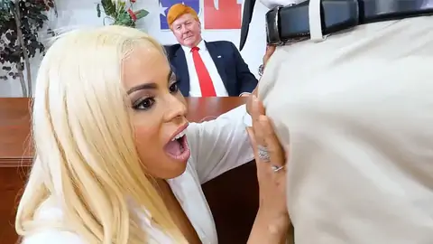 Immense-Boobed Latina is in the office in an XXX parody