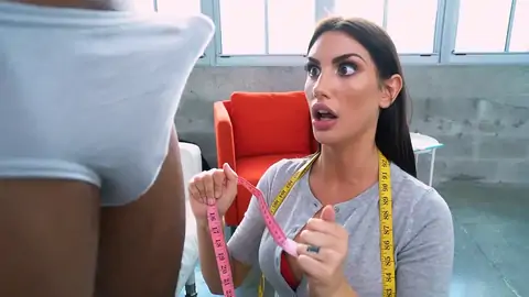 August Ames is measuring 1 truly gigantic dark-hued spunk-pump