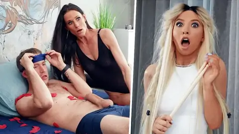 Eyes covered dude getting a mitt-job by Kenzie Reeves