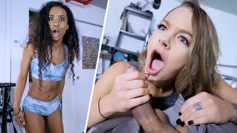 Dark-haired dark-hued spying on a man getting a POINT OF VIEW oral pleasure